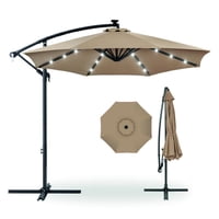 Quitasol Terraza 360° 3X3 Mt Panel Solar Luz Led Khaki Oscuro Vincenzi