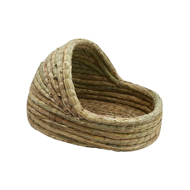 Nido de hámster tejido a mano, jaula de juguete para masticar, transpirable, casa de , cama para ratones, Chinchillas, erizo, 27cmx18cm