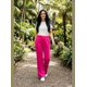 thumbnail image 3 of Pantalón Mujer Flare Pierna Ancha Cintura Elasticada Fucsia, 3 of 8