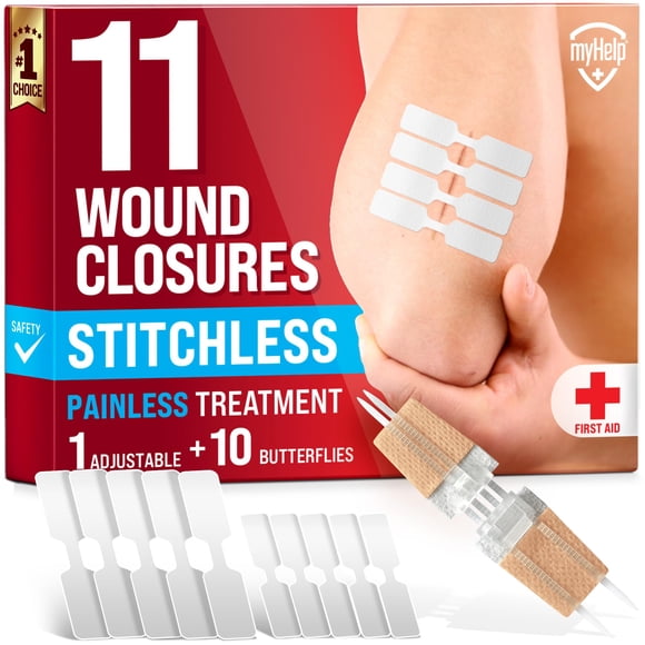 Tiras para cerrar heridas, vendajes MyHelp Butterfly, paquete de 11