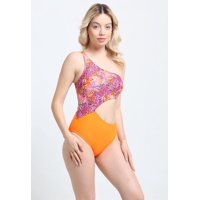 Samia - Trikini Cruzado Estampado Naranja M