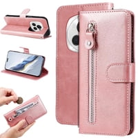 Gangxun - Funda Con Cremallera Para Honor Magic 6 Pro, Carcasa Cartera De Cuero Pu Con Soporte Y Tarjetero