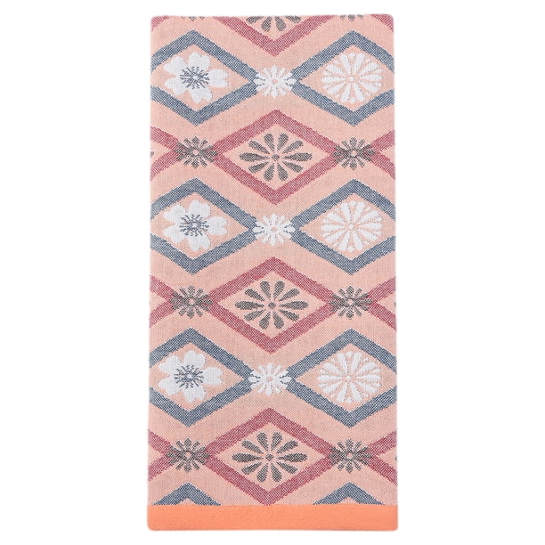 REGALWOVEN Toalla de Mano de Algodón Jacquard Geométrico Floral, 13 x 29 Pulgadas Suave Absorbente Toalla Decorativa para Baño, Cocina, Hogar Flor de Cerezo Naranja 1pk