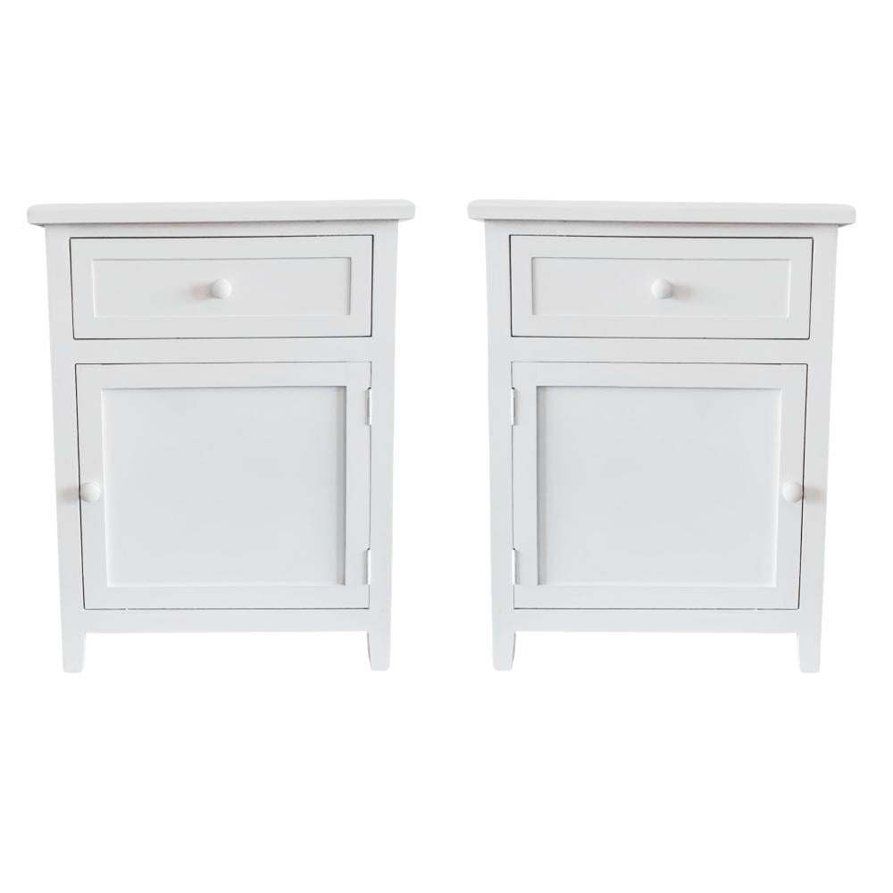 Castellaro - Set 2 Veladores Dormitorio Valdivia Cajon Puerta I+d Blanco