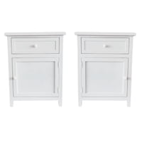 Castellaro - Set 2 Veladores Dormitorio Valdivia Cajon Puerta I+D Blanco