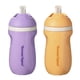 thumbnail image 1 of Vaso Tommee Tippee 9 oz, aislante y a prueba de derrames, con pajita y tapa abatible, boquilla resistente, asa deportiva, para niños 12+ meses. Pack 2, morado y naranja., 1 of 3