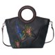 thumbnail image 1 of Bolso SHARPAD de cuero negro con estampado floral en relieve, 1 of 7