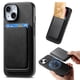 thumbnail image 1 of Funda de Cuero Magnética con Tarjetero para iPhone 14 Cubierta Delgada Negro, 1 of 5