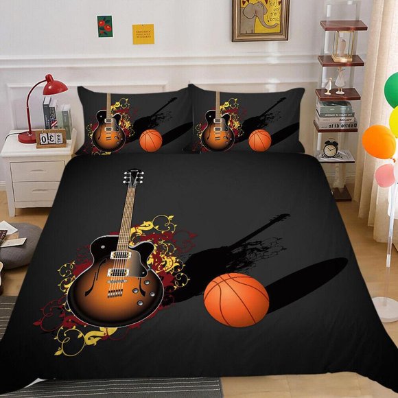 Guitar Music Football Sports Quilt Duvet Cover Set Bed Linen Super 3-Piece Bedding Set