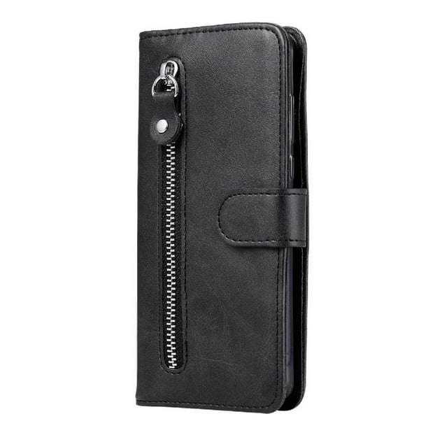 Funda con Cremallera para Samsung Galaxy S21 Plus 5G, Carcasa Cartera de Cuero PU con Soporte y Tarjetero