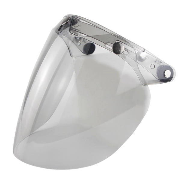 Escudo de visera a prueba de viento 3 Snap para cascos de motocicleta de cara abierta Visera de casco Escudo de cara Retro Escudo de viento Len gris claro