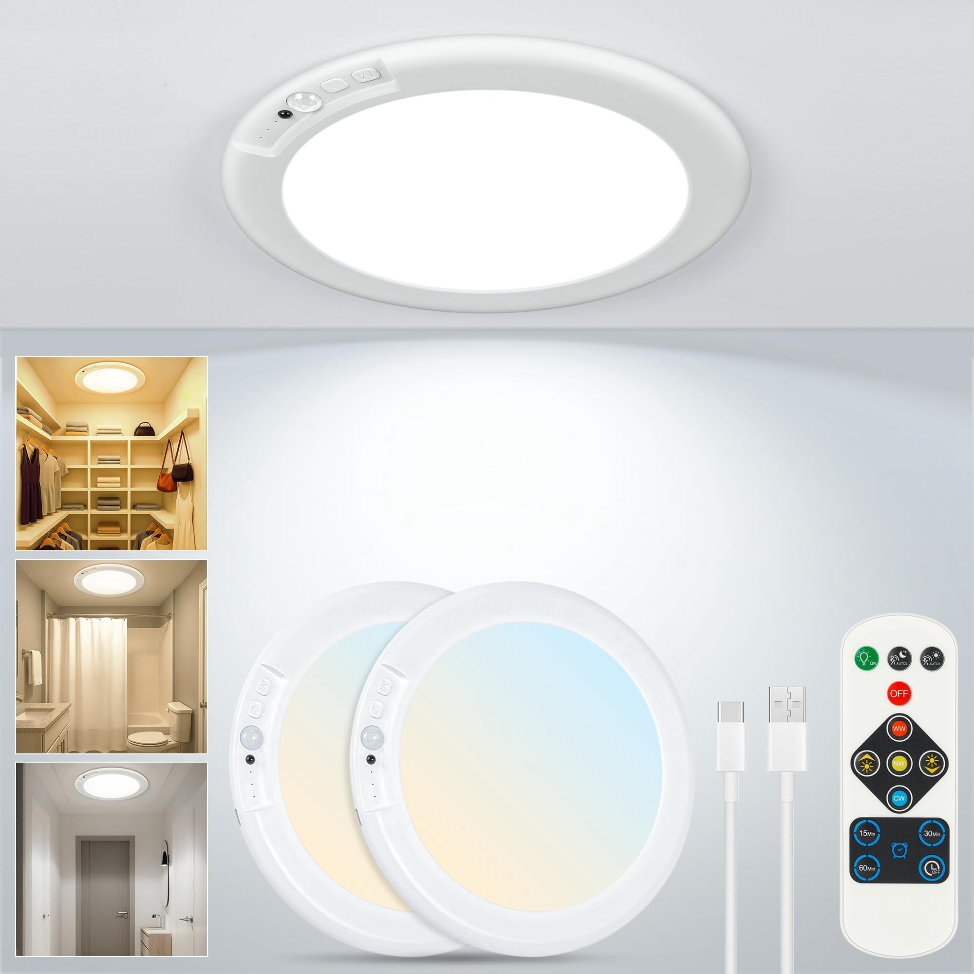 Luz De Techo Rodalims Rl0029a Recargable Con Sensor De Movimiento