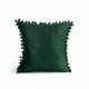thumbnail image 1 of Pack de 2 Fundas de Cojines Terciopelo con Pompones 45x45 cm Verde, 1 of 2