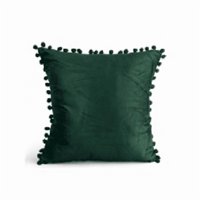 Genérico - Pack De 2 Fundas De Cojines Terciopelo Con Pompones 45X45 Cm Verde