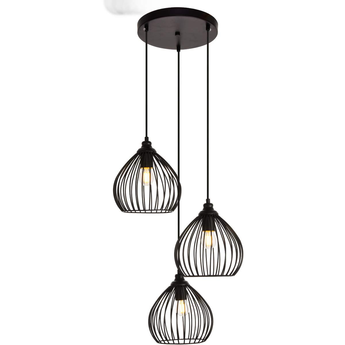Lámpara Colgante Living District Sayer De 3 Luces Negra 110v