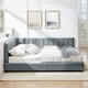 thumbnail image 1 of Full Size Upholstered Tufted Bed Frame, Sofa Bed Frame with Comfortable Backrest and Armrests, Full Size Bed for Bedroom, Living Room,Velvet-Gray(81''*60''*29.5''), 1 of 3