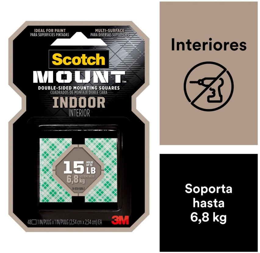 Cuadros De Montaje Interior 2,54 Cm X 2,54 Cm 48 Unidades 1 Un Scotch