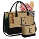 thumbnail image 1 of Bolsa de playa de yute con iniciales personalizadas YOOLIFE, 1 of 7