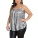thumbnail image 4 of Agnes Orinda Mujeres Tallas Grandes Escuela Universidad Tops de Lentejuelas Brillantes Tirantes Espagueti Camisa de Fiesta Plisada Club Brillante Cami 3X Plata, 4 of 6