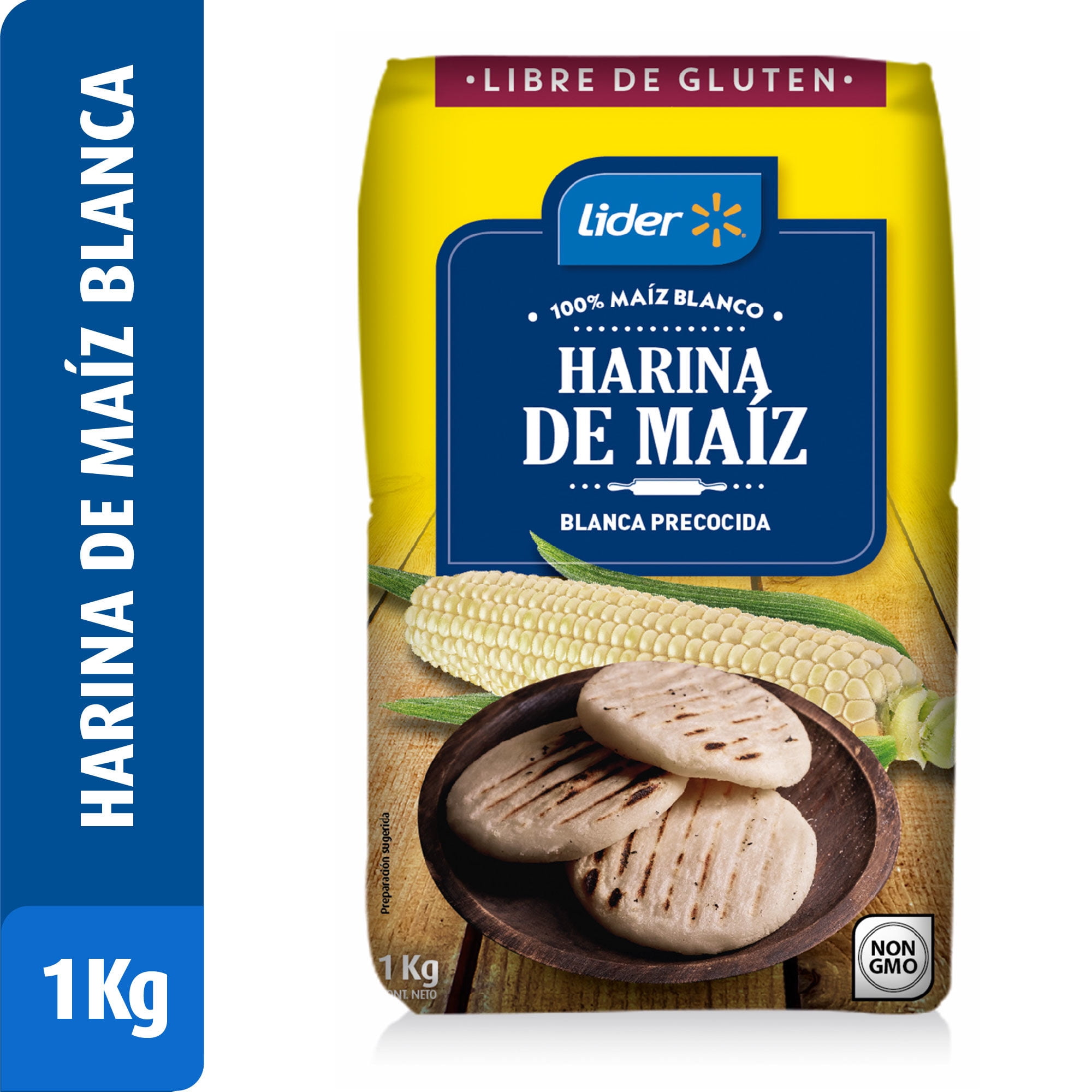 Harina De Maíz Blanca Precocida 1 kg Lider