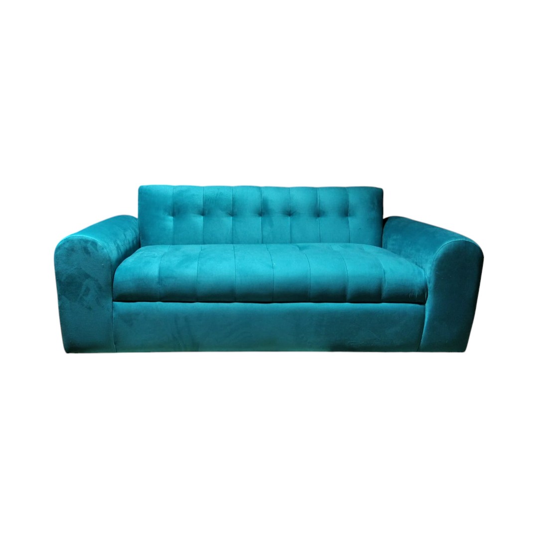 Diseños Valestrini - Sofa Dos Cuerpos Brazo Redondo Felpa Turquesa