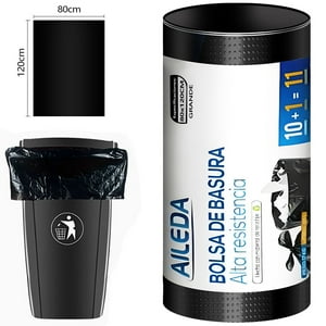Aileda Bolsa De Basura Grande 80 X 120 Cms - Excelente Calidad 1 Rollo Con 11 Unidades
