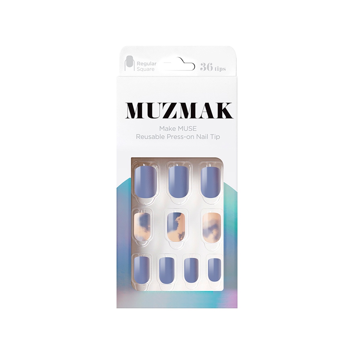 Muzmak - - Uñas Press On Pale Marble Regular Square 36 U.