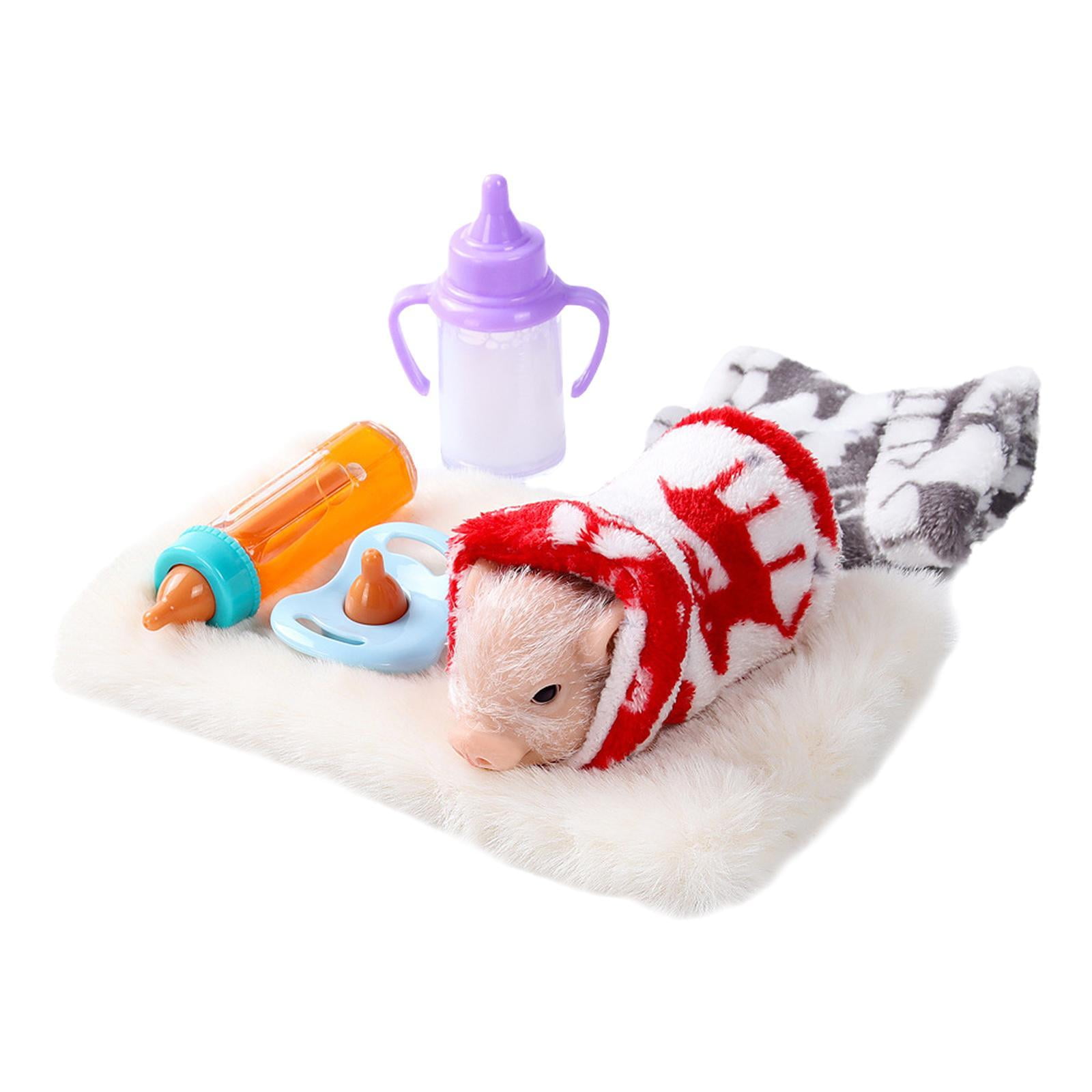 Bothyi - Cerdo De Silicona, Juguete Realista De Cerdo Reborn Suave Para Niños, Niñas, Regalo De Cumpleaños, Juego De 2 Botellas De Ropa