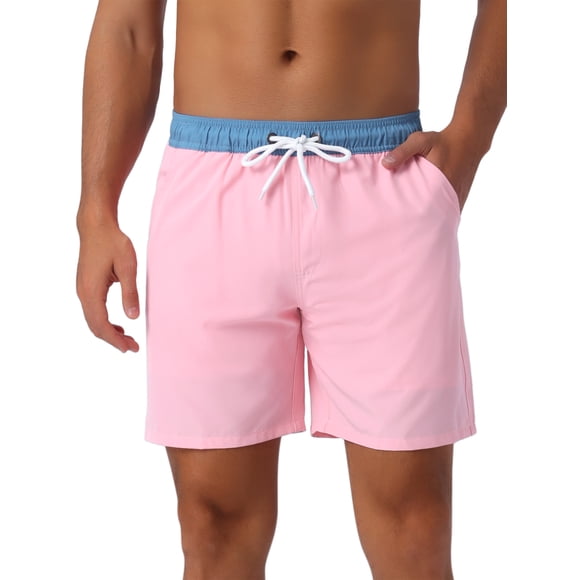 INSPIRE CHIC Pantalones Cortos de Natación para Hombre con Cintura Elástica de Color Contrastante y Cordón para Surfear 36 Rosa