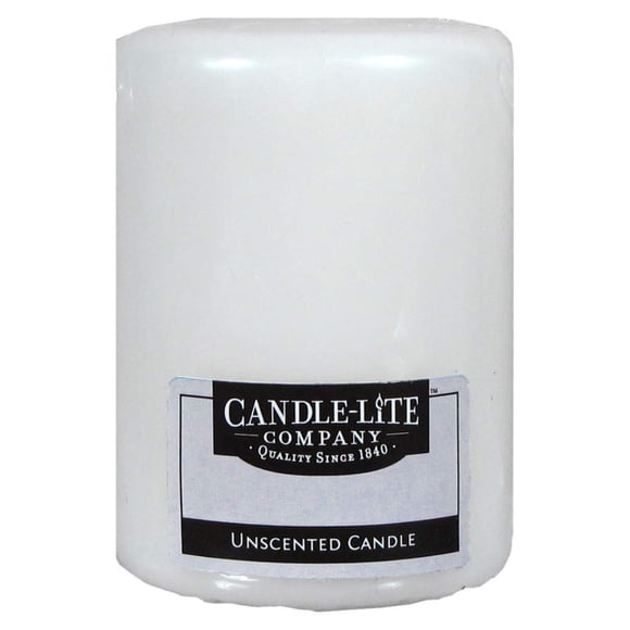 Vela en forma de pilar Candle Lite, 10 cm, blanca con mecha de algodón