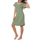 thumbnail image 2 of INSPIRE CHIC Vestido de dormir de modal para mujer con cuello en V, manga corta, volante, camisón hasta la rodilla, ropa de estar en casa, L verde, 2 of 6