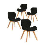 Habita2 Chile - Pack 4 Sillas Para Comedor Aviador Radar Tapiz Lino Base Madera - Negro