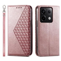 Funda Flip Foxdock Para Xiaomi Redmi Note 13 Pro 5G , Estilo Billetera Con Diseño Rombo, Correa De Mano Y Soporte, Uso Diario