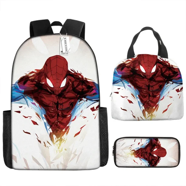 3pcs/set Disney Children 3d Cute Spider Man Design Backpack Stitch Boys Primary School Bag Kids Kindergarten Backpack Mochila