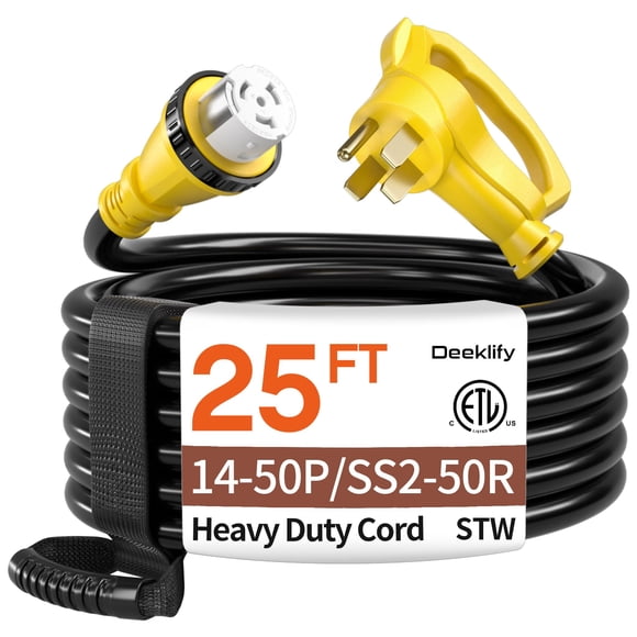 Cable generador Deeklify 25 pies 50 amperios NEMA 14-50P/SS2-50R ETL
