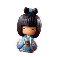 Bothyi - Muñecas Kokeshi, Pintura A Mano, Cultura Asiática Para Escritorio, Adorno, Regalo De Cumpleaños, Azul