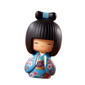Bothyi - Muñecas Kokeshi, Pintura A Mano, Cultura Asiática Para Escritorio, Adorno, Regalo De Cumpleaños, Azul
