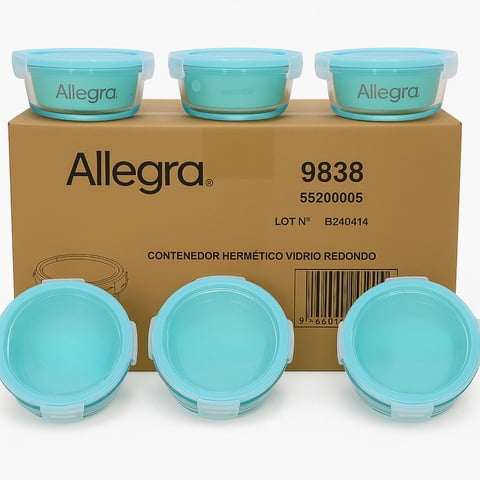 Set 24 Contenedores Hermetico Vidrio Redondo 720Ml Allegra