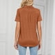 thumbnail image 4 of Camiseta de mujer de color puro con solapa, manga corta, cuello en V, informal, de verano, para casa, oficina, compras y actividades al aire libre., 4 of 6
