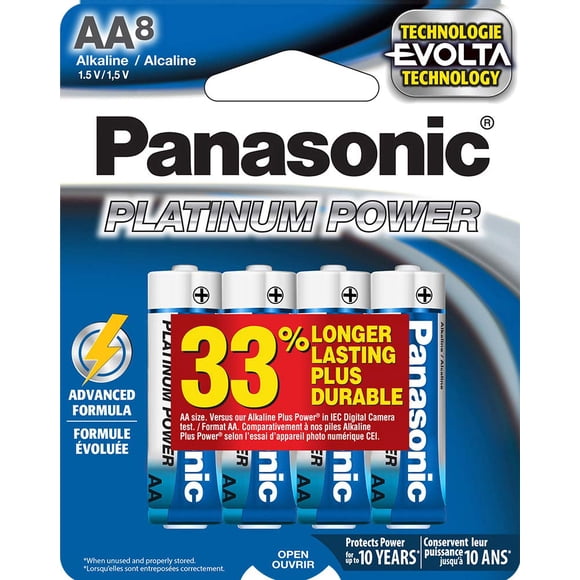 Batería Panasonic Energy Corporation LR6XE/8B Platinum Power AA alcalina de 1,5 V (paquete de 8)