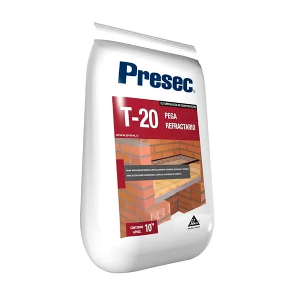 PRESEC T-20 - Mortero Refractario, sac 10Kg.