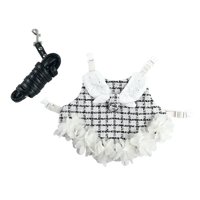 Ioensy - Conjunto De Correa De Arnés De Chaleco De Conejo Ropa Traje De Mascota Suave Animal Pequeño Hurón Negro Blanco S