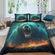 thumbnail image 1 of Juego de funda nórdica con estampado 3D de oso animal, juego de 3 piezas, funda nórdica de una sola cara, juego de ropa de cama de fácil cuidado, antialérgico, suave y liso., 1 of 3