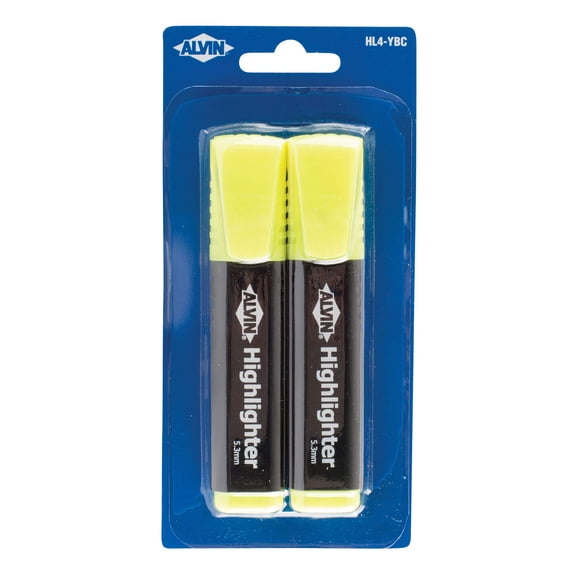 Resaltadores ALVIN Punta Cincel 5.3 mm Amarillo Paquete de 2