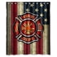 thumbnail image 1 of Cortina de ducha con diseño de símbolo de rescate de bomberos, juego de cortina de baño con ganchos, tamaño 60 x 72 pulgadas, 1 of 3
