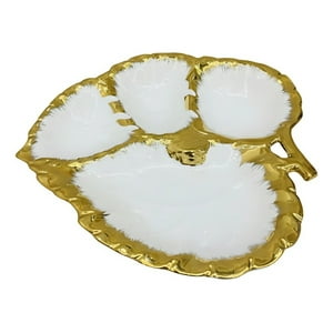 Genérico - Bandeja Decorativa Aperitivos Forma Hoja Festoneada Jhn