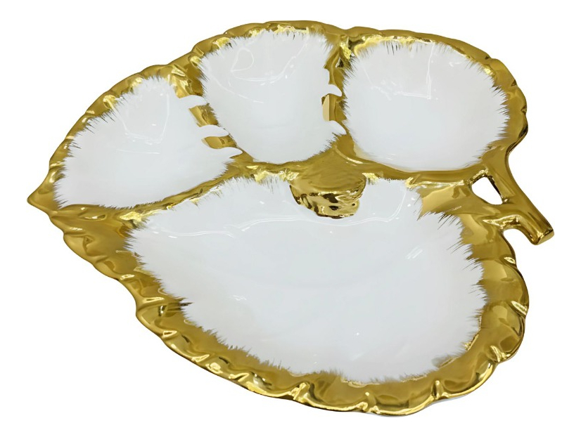 Genérico - Bandeja Decorativa Aperitivos Forma Hoja Festoneada Jhn