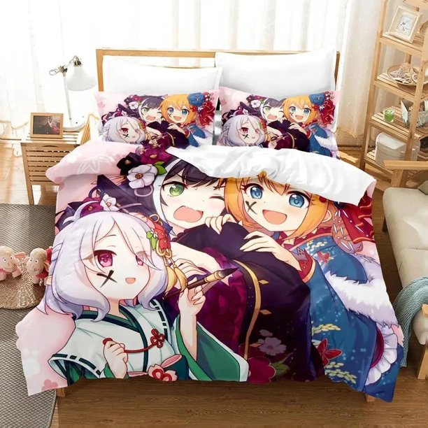 Game Princess Connect! ReDive Bedding Set Duvet Cover Bed Set Quilt Cover Pillowcase Comforter Size Boys Adult Bed Sheets