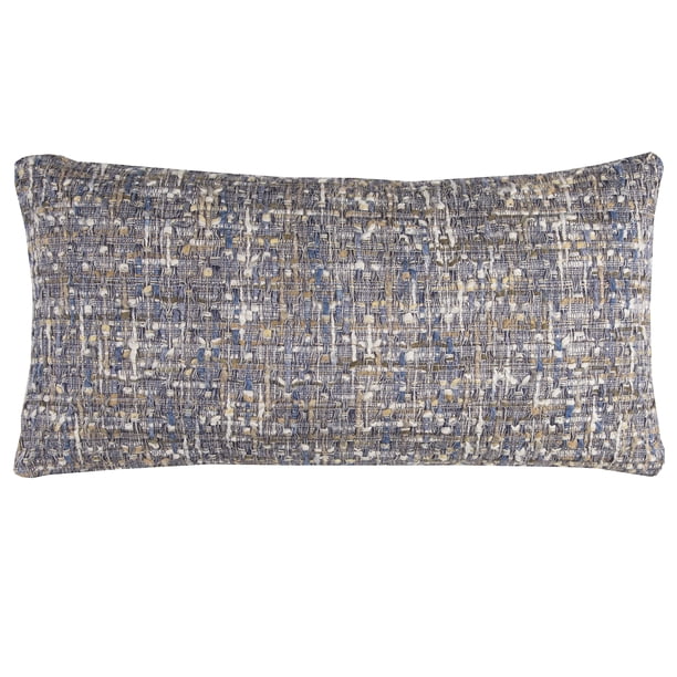 Almohada decorativa Rizzy Home T11397 con relleno de plumón, 14 x 26 cm, azul y amarillo