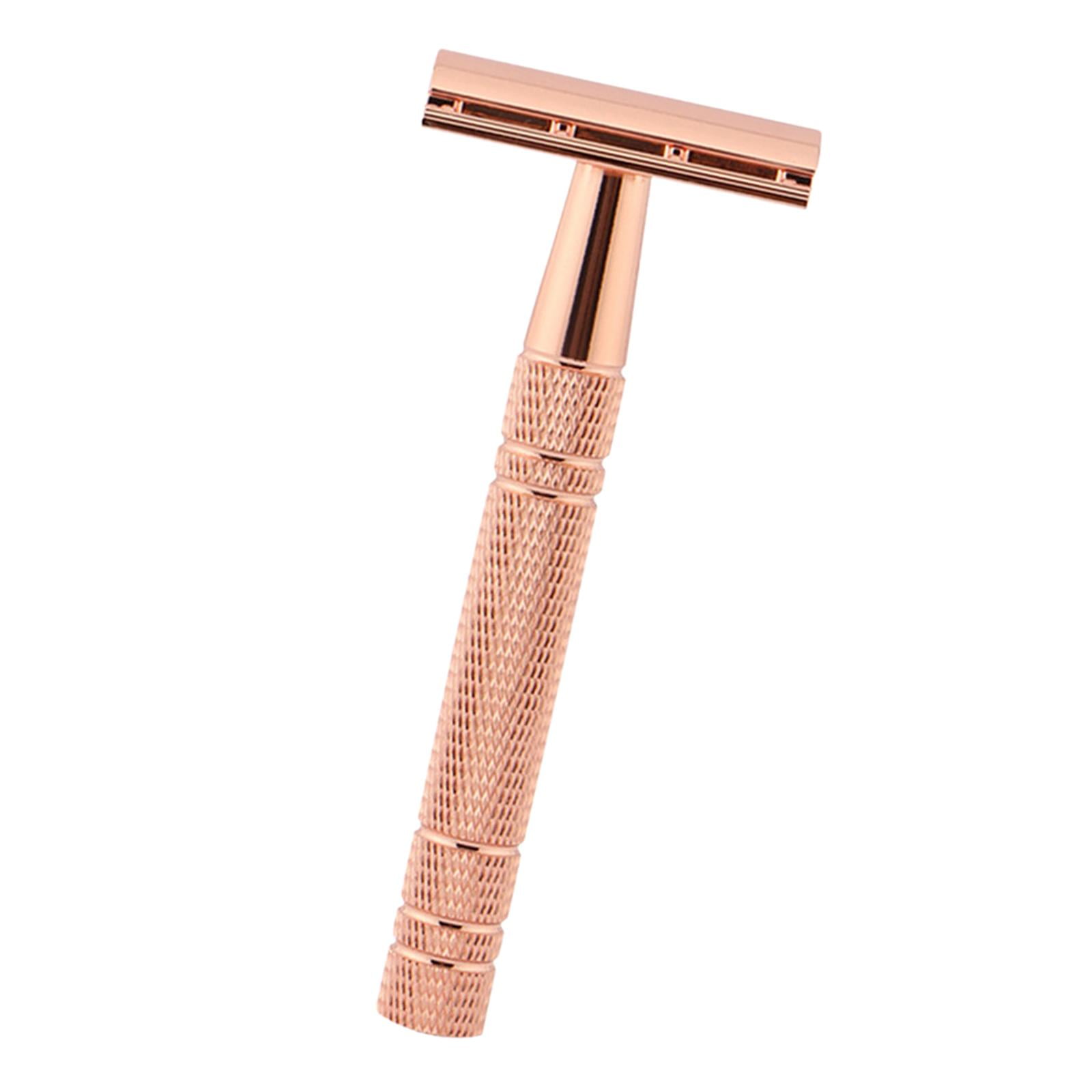 Magideal - Maquinilla De Afeitar De Seguridad De Doble Clásica Para Hombres, Afeitadora De Depilación Facial, Herramienta De Aseo Para Hombres De Peluquería , Oro And Rosa Oro Rosa